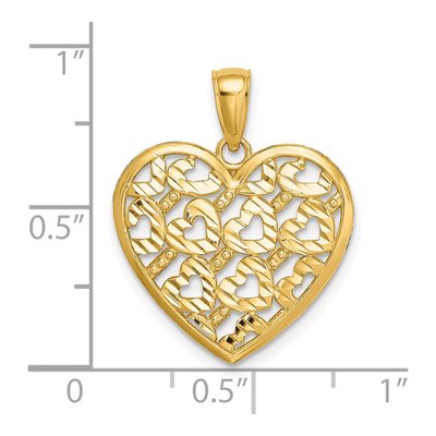 14K Yellow Gold Diamond-Cut Heart Pendant – view 5