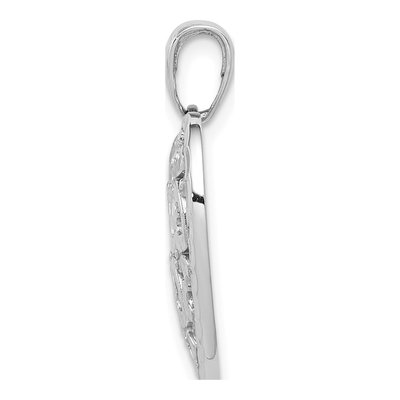 14K White Gold Diamond-Cut Heart Pendant – view 3