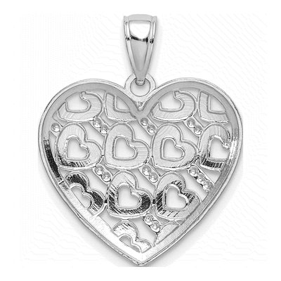 14K White Gold Diamond-Cut Heart Pendant – view 4