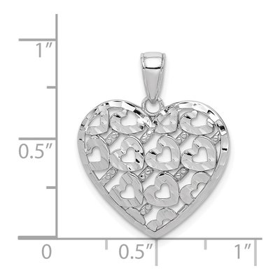 14K White Gold Diamond-Cut Heart Pendant – view 5