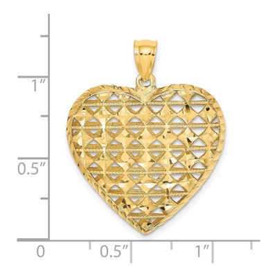 14K Yellow Gold 3-D Filigree Puffed Heart Pendant – view 4