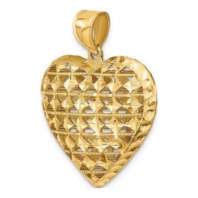 14K Yellow Gold 3-D Filigree Puffed Heart Pendant – view 6
