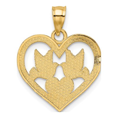 14K Yellow Gold Doves Heart Pendant – view 5