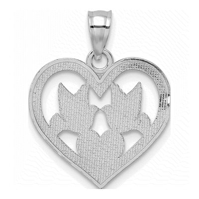 14K White Gold Doves Heart Pendant – view 5
