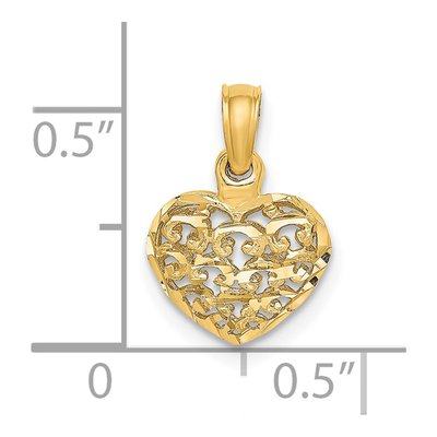 14K Yellow Gold Mini Puffed Heart Charm – view 4