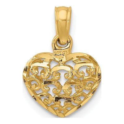 14K Yellow Gold Mini Puffed Heart Charm – view 5