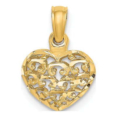 14K Yellow Gold Mini Puffed Heart Charm