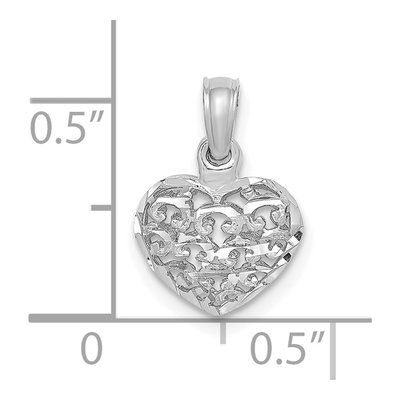 14K White Gold Mini Puffed Heart Charm – view 4