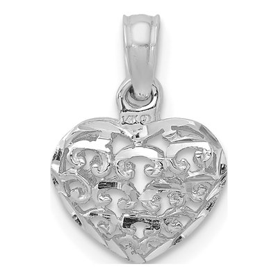 14K White Gold Mini Puffed Heart Charm – view 5