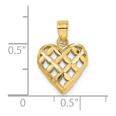 14K Yellow Gold Puffed Heart Charm – view 4