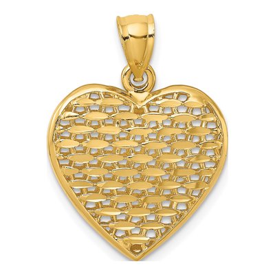 14K Yellow Gold 3D Puffed Heart Charm – view 5