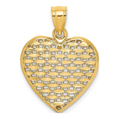 14K Yellow Gold 3D Puffed Heart Charm