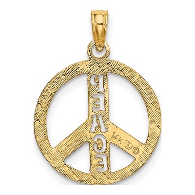 14K Yellow Gold Textured Peace Sign Charm – view 5