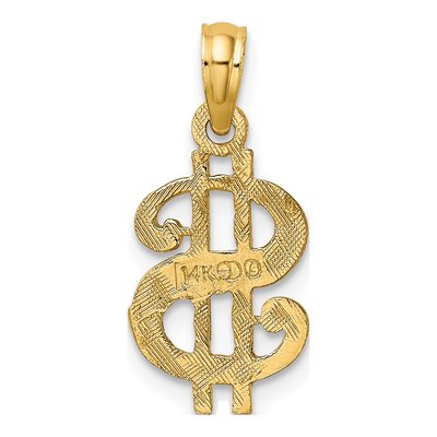 14K Yellow Gold Dollar Sign Pendant – view 5