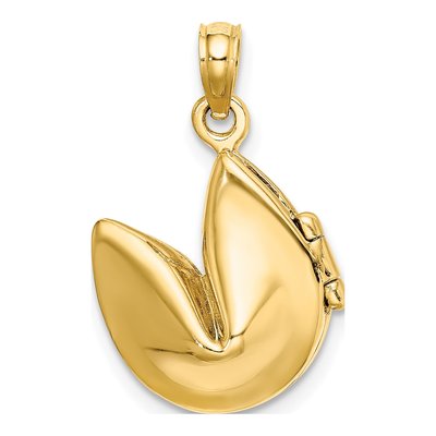 14K Yellow Gold 3D Fortune Cookie Charm – view 4