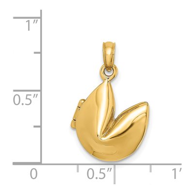 14K Yellow Gold 3D Fortune Cookie Charm – view 6