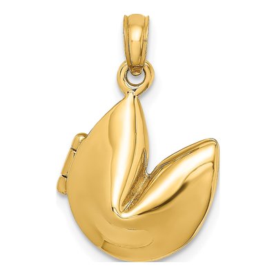 14K Yellow Gold 3D Fortune Cookie Charm