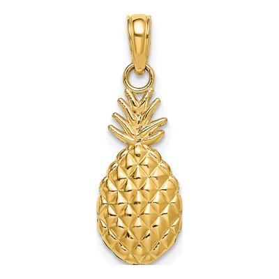 14K Yellow Gold Textured Pineapple Charm