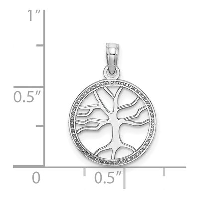 14K White Gold Tree of Life Round Frame Charm – view 4