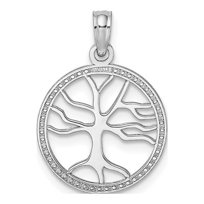 14K White Gold Tree of Life Round Frame Charm – view 5