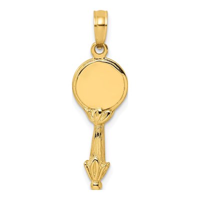 14K Yellow Gold 3-D Hand Mirror Charm