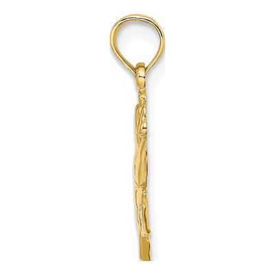 14K Yellow Gold Polished Rose Charm Pendant – view 3