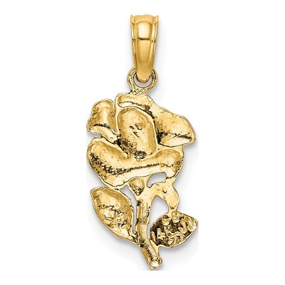 14K Yellow Gold Polished Rose Charm Pendant – view 4