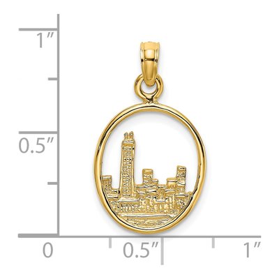 14K Yellow Gold Chicago Skyline Circle Charm – view 4