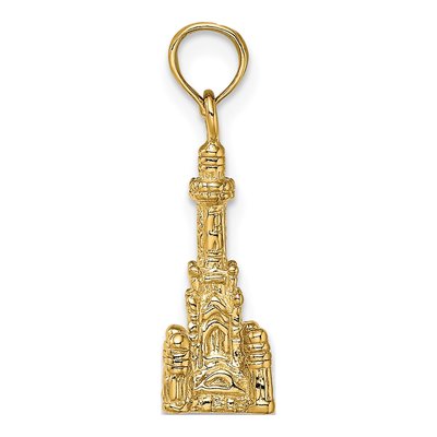14K Yellow Gold 3D Chicago Water Tower Charm – view 3