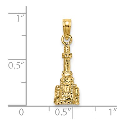 14K Yellow Gold 3D Chicago Water Tower Charm – view 4