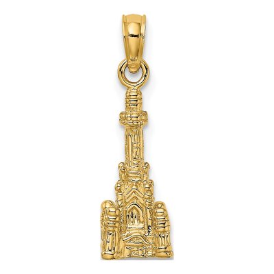 14K Yellow Gold 3D Chicago Water Tower Charm – view 5