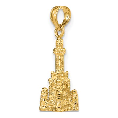 14K Yellow Gold 3D Chicago Water Tower Charm – view 6