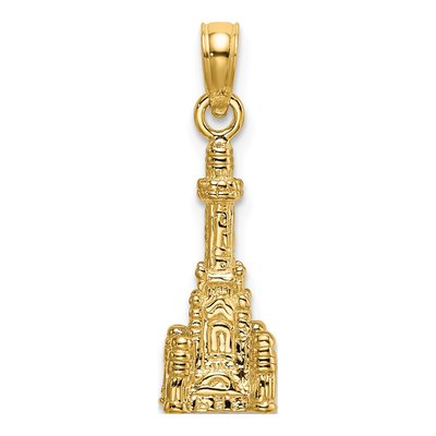14K Yellow Gold 3D Chicago Water Tower Charm