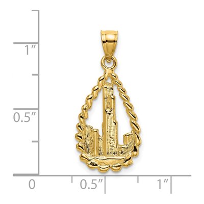 14K Yellow Gold Chicago Skyline Teardrop Charm – view 4