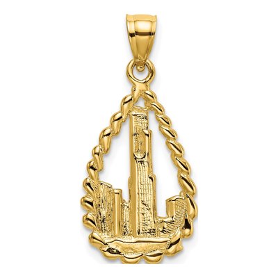 14K Yellow Gold Chicago Skyline Teardrop Charm
