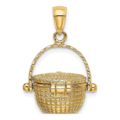 14K Yellow Gold 3-D Nantucket Basket Charm – view 5