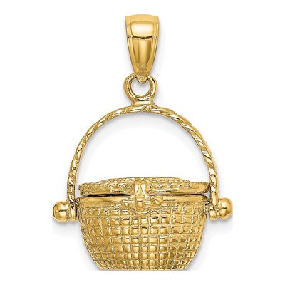 14K Yellow Gold 3-D Nantucket Basket Charm