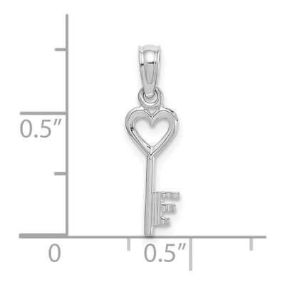 14K White Gold 3D Key Heart Pendant – view 4