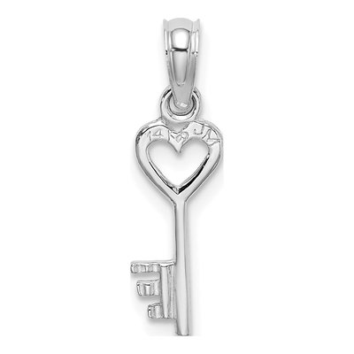 14K White Gold 3D Key Heart Pendant – view 5