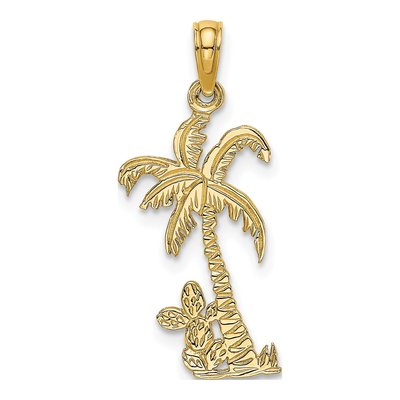 14K Yellow Gold Palm Tree Cactus Charm