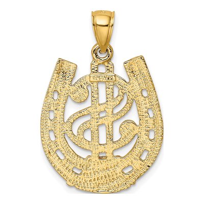 14K Yellow Gold Dollar Sign Horseshoe Charm – view 5