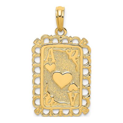 14K Yellow Gold Ace of Hearts Card Charm