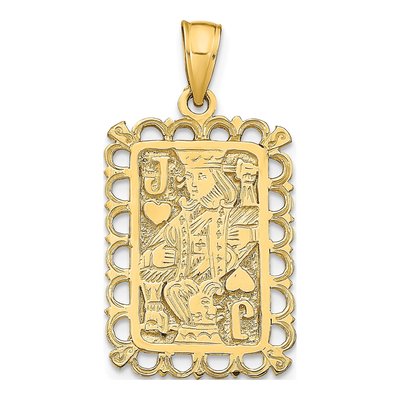 14K Yellow Gold Jack of Hearts Playing Card Charm