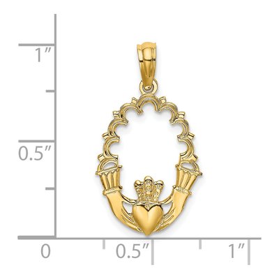 14K Yellow Gold Claddagh Oval Charm – view 4