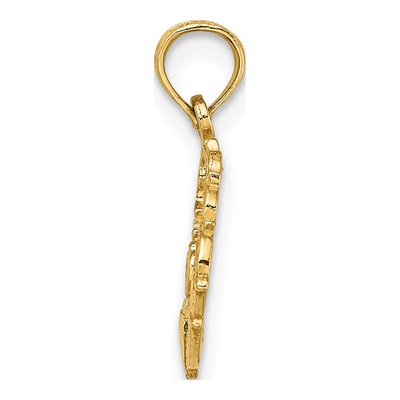 14K Yellow Gold Claddagh Scallop Circle Charm – view 3