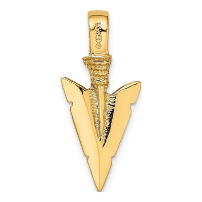 14K Yellow Gold 3D Arrowhead Pendant – view 5