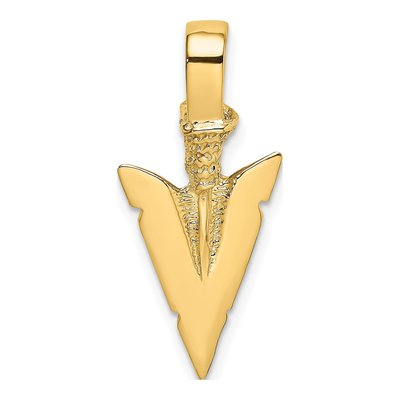 14K Yellow Gold 3D Arrowhead Pendant