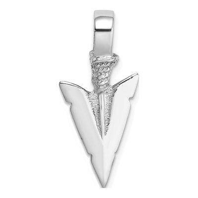 14K White Gold 3D Arrowhead Pendant