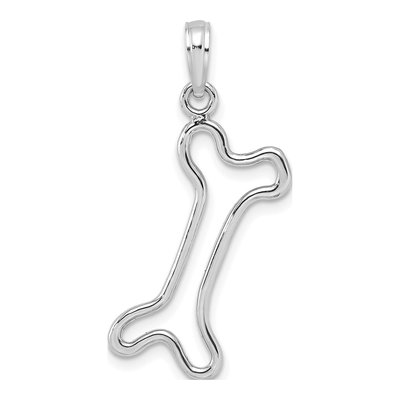 14K White Gold Dog Bone Charm