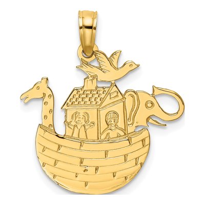 14K Yellow Gold Textured Noah's Ark Charm